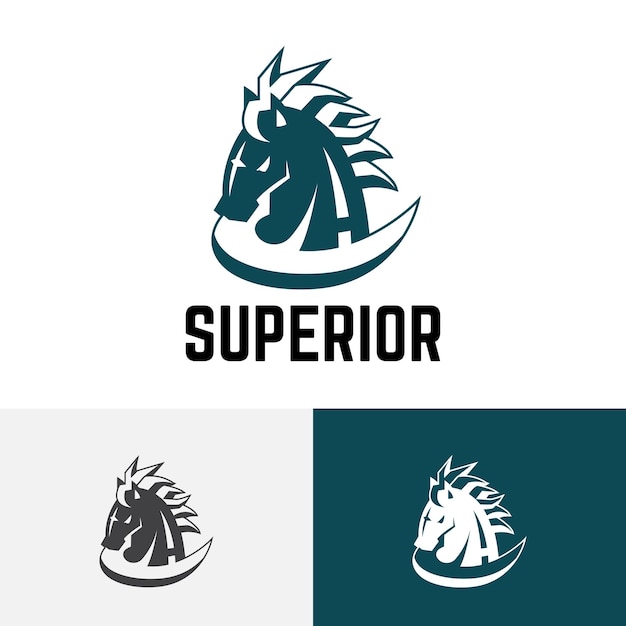 Símbolo de logotipo animal de cabeza de caballo fuerte superior