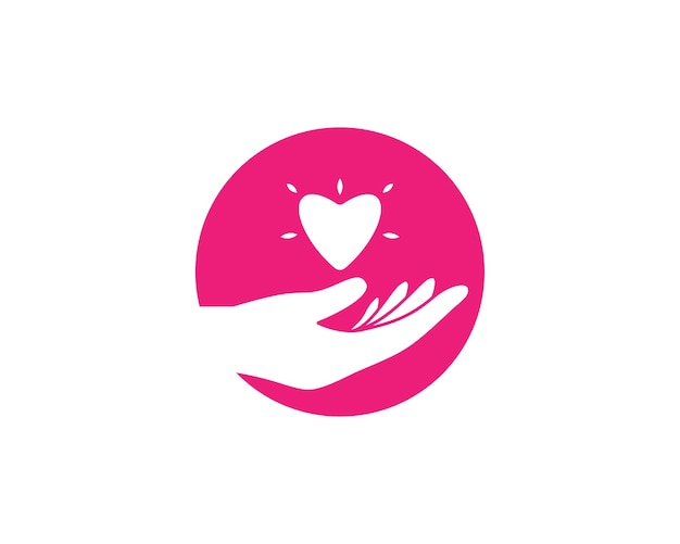 Símbolo del logotipo de atención médica con ilustración de corazón