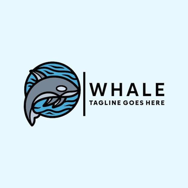 Símbolo del logotipo de la ballena diseño de ilustración vectorial icono emblema