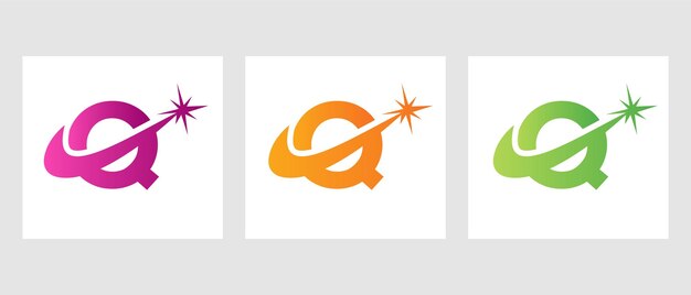 Símbolo del logotipo de la chispa de la letra Q