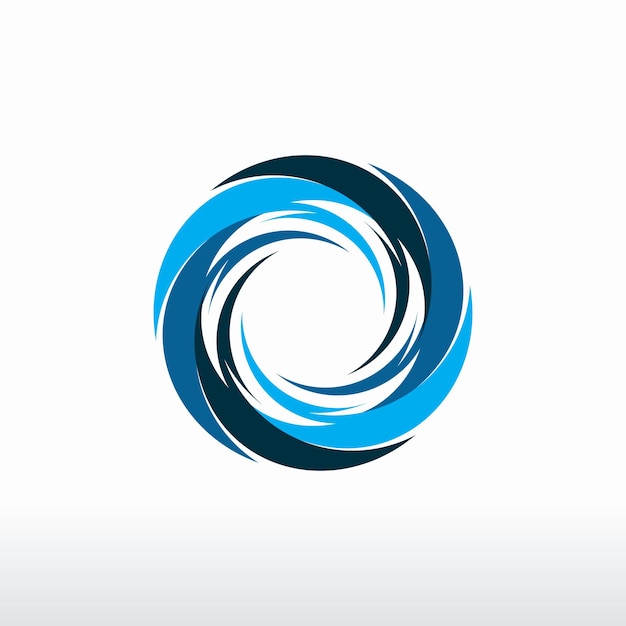 Símbolo del logotipo del círculo azul Tornado aislado, símbolo abstracto del logotipo del huracán, ilustración del vector del tifón