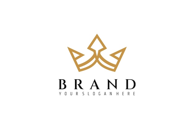 Símbolo del logotipo de la corona real con estilo de diseño moderno de lujo de arte de línea
