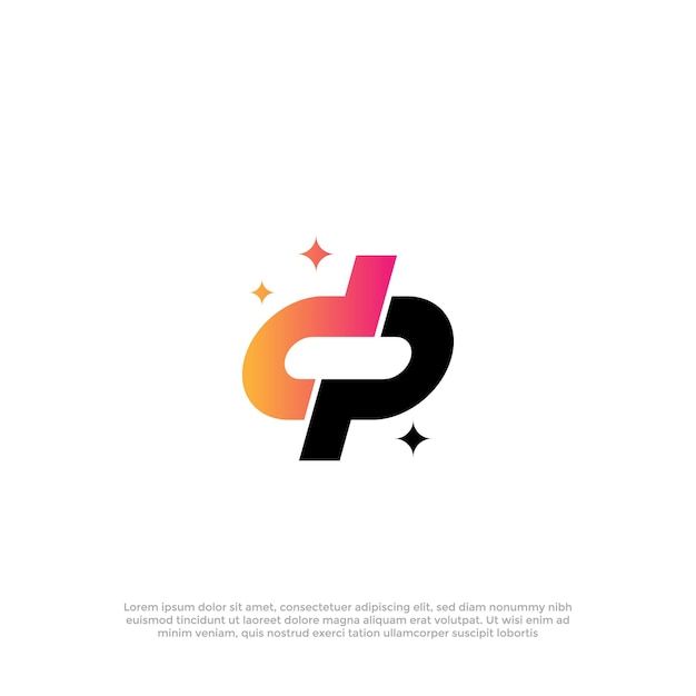 Símbolo del logotipo de la letra infinita D P plantilla de diseño vectorial del logotipo inicial D P