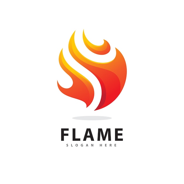 Símbolo de logotipo de llama de fuego abstracto con color degradado