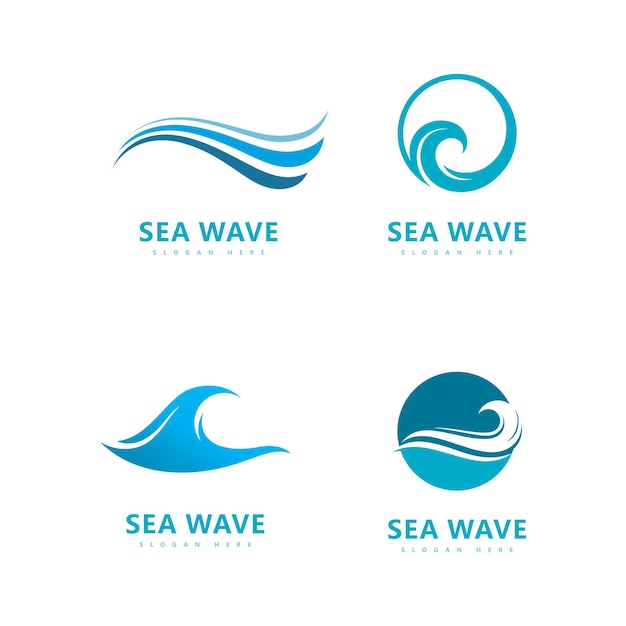 Símbolo de logotipo de onda diseño de ilustración de vector de onda de agua