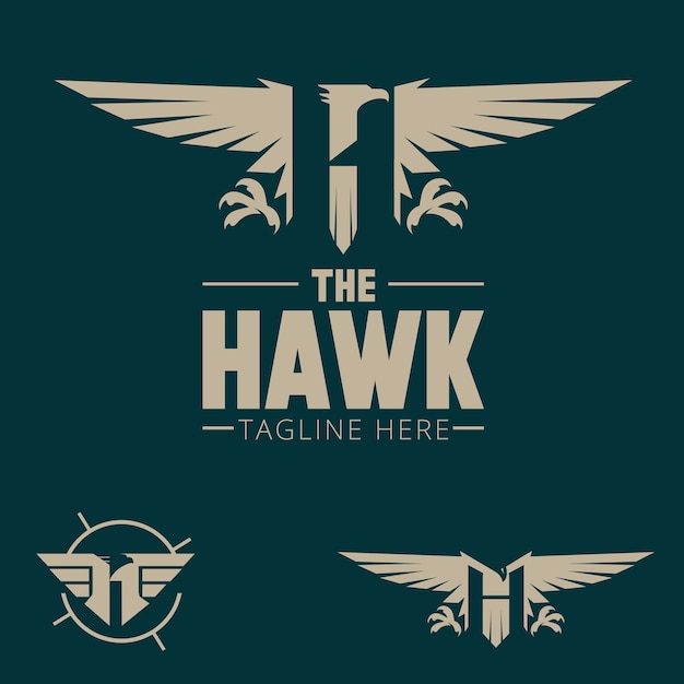 Símbolo de logotipo de pájaro halcón basado en letra H
