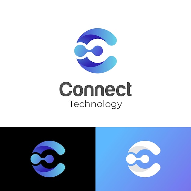 Símbolo del logotipo de la tecnología de la letra C para la plantilla vectorial del elemento de diseño gráfico del sistema de conexión