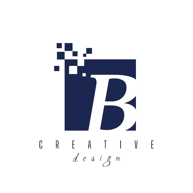 Símbolo del logotipo del vector de letras B en el cuadrado colorido con bloques rotos sobre fondo blanco