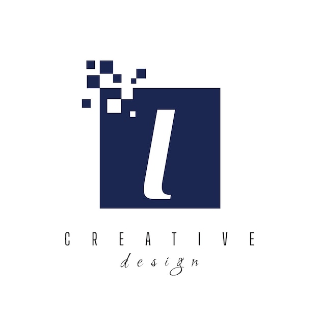Símbolo del logotipo vectorial de la letra I en el cuadrado colorido con bloques rotos sobre fondo blanco