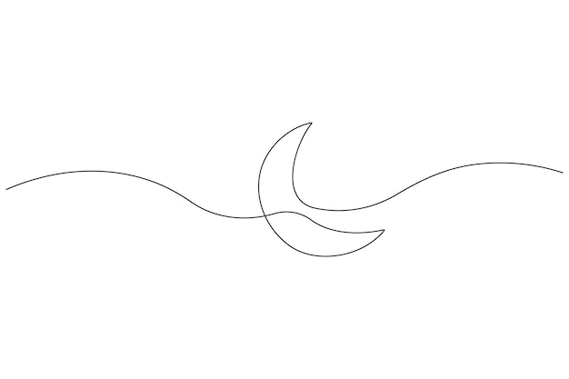 Símbolo de la luna un dibujo artístico continuo de una sola línea de Ramadán Kareem y estandarte de Eid en simple