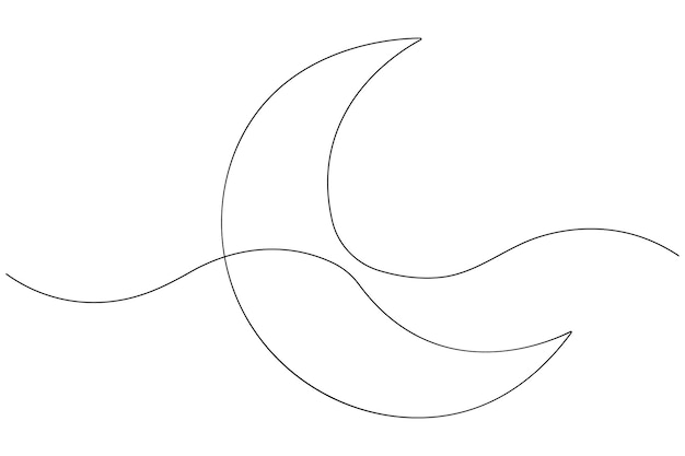 Símbolo de la luna un dibujo artístico continuo de una sola línea de Ramadán Kareem y estandarte de Eid en simple