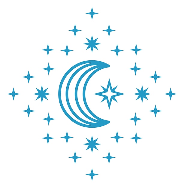 Vector símbolo de luna mística icono de línea de alquimia creciente aislado sobre fondo blanco