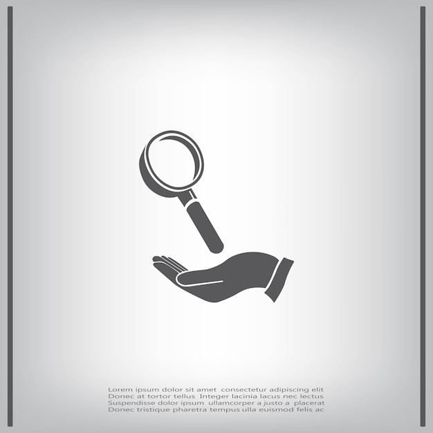 Símbolo de lupa Ilustración vectorial sobre un fondo gris Eps 10