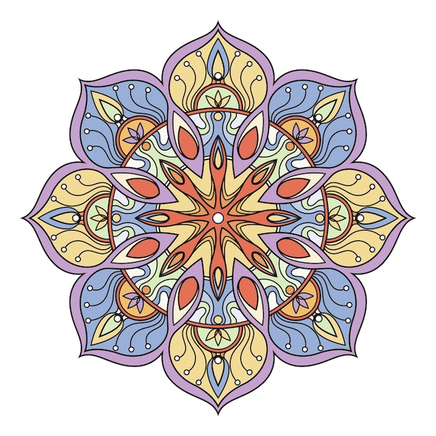 Vector símbolo de mandala motivo étnico decorativo adornado de color aislado sobre fondo blanco