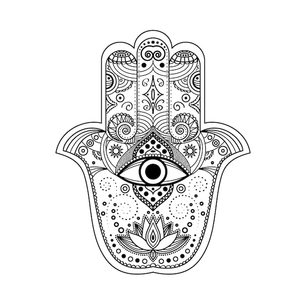 Vector símbolo de la mano de hamsa aislado en blanco