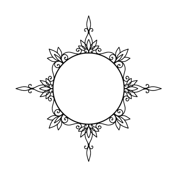 Símbolo de marco de flor vectorial. Logotipo dibujado a mano para floristería aislado sobre fondo blanco y fácil