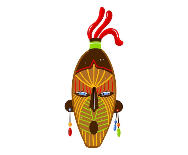Símbolo de máscara étnica sim cultura tribal artesanía india recuerdo tradicional estilo de dibujos animados vector