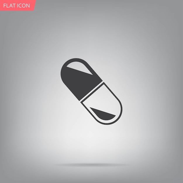 Símbolo de medicina de píldoras Ilustración vectorial en un fondo gris Eps 10
