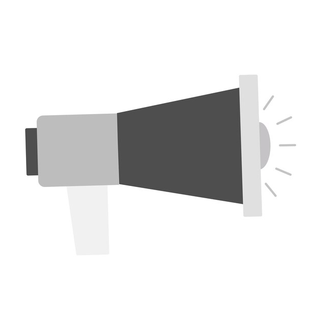 Símbolo de megáfono Icono negro de altavoz Concepto de noticias anunciar propaganda promoción difundir mensaje de medios Ilustración vectorial aislada sobre fondo blanco