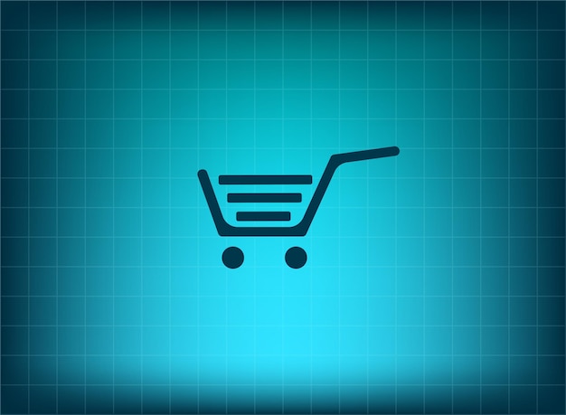 Símbolo del mercado del carrito de compras Ilustración vectorial en fondo azul Eps 10