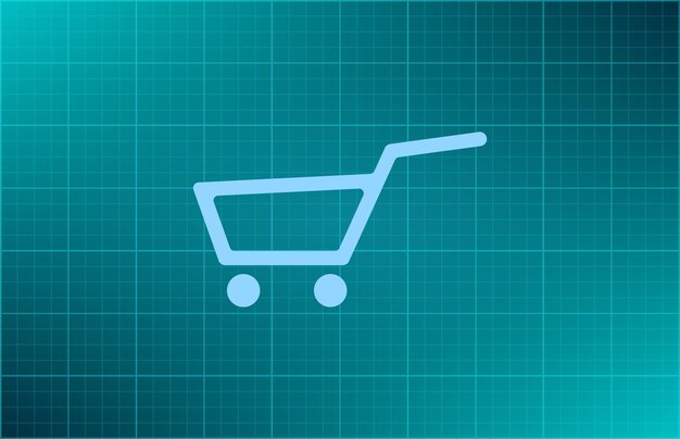 Símbolo del mercado del carrito de compras Ilustración vectorial en fondo azul Eps 10
