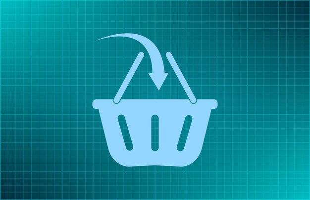 Símbolo del mercado del carrito de compras Ilustración vectorial en fondo azul Eps 10