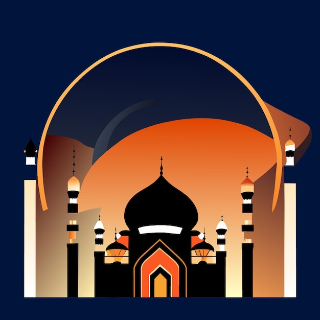 Símbolo de la mezquita islámica en silueta vectorial