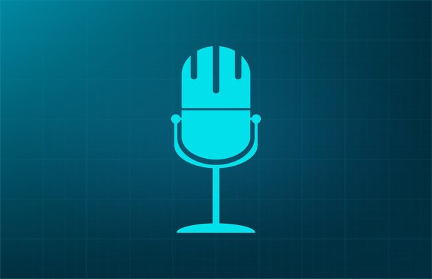 Símbolo del micrófono Ilustración vectorial sobre fondo azul Eps 10