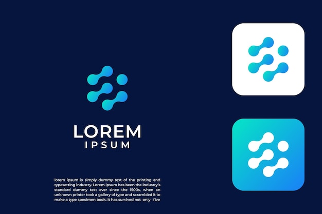 Símbolo moderno para la tecnología digital con molécula de puntos y diseño abstracto.