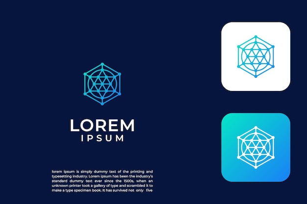 Símbolo moderno para la tecnología digital con molécula de puntos y diseño abstracto.