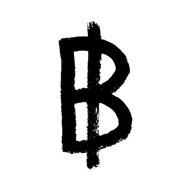 Símbolo de la moneda del baht tailandés dibujado a mano dibujo de pincel Elemento único para el diseño