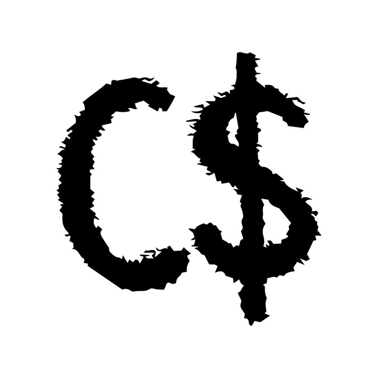 Vector símbolo de moneda del dólar canadiense dibujado a mano dibujado con pincel un solo elemento para el diseño