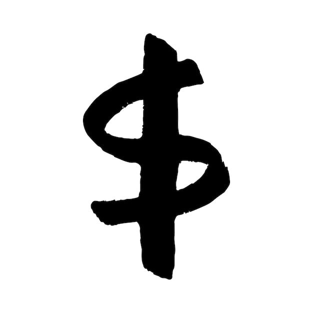 Símbolo de moneda del dólar dibujado a mano dibujado con pincel Un solo elemento para el diseño