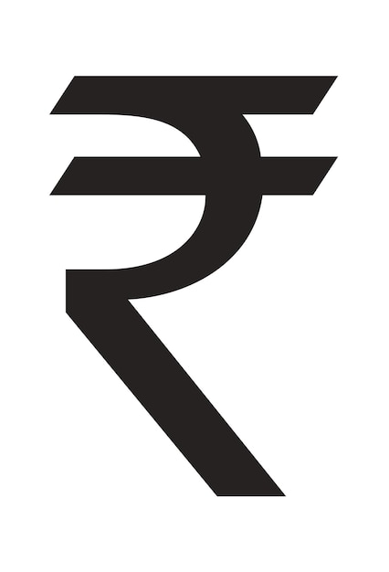 Símbolo de la moneda india aislado en fondo blanco con forma negra Símbol de la moneda rupia INR rbi