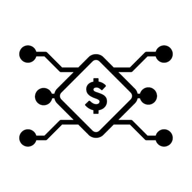Símbolo de moneda vectorial de icono de dólar digital para transacciones digitales para activos y billeteras