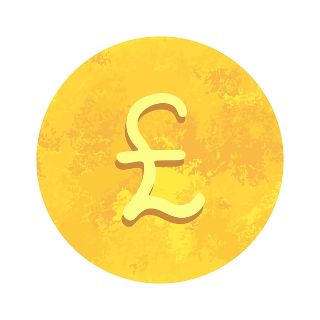 Símbolo monetario de la libra británica dibujado a mano símbolo monetario de oro dibujado con pincel Un solo elemento para el diseño