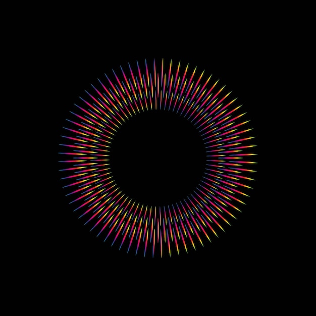 Símbolo musical de ecualizador circular Icono vectorial de onda de sonido Ilustración aislada en un fondo oscuro