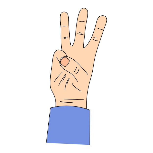 El símbolo nacional del tridente el escudo de armas de Ucrania 3 dedos la mano de un hombre