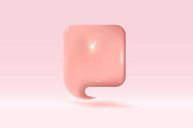 Símbolo naranja de burbuja de voz 3d Aislado sobre fondo rosa claro Ilustración de renderizado de vector 3d de chat de redes sociales realista