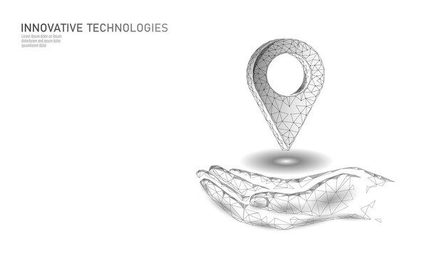 símbolo de negocio de ubicación de punto de mapa. Planeta mundial de entrega poligonal icono realista. Envío compras en línea dirección ciudad dirección posición pin
