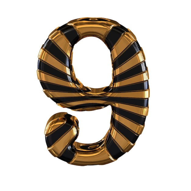 Símbolo negro y dorado con correas número 9
