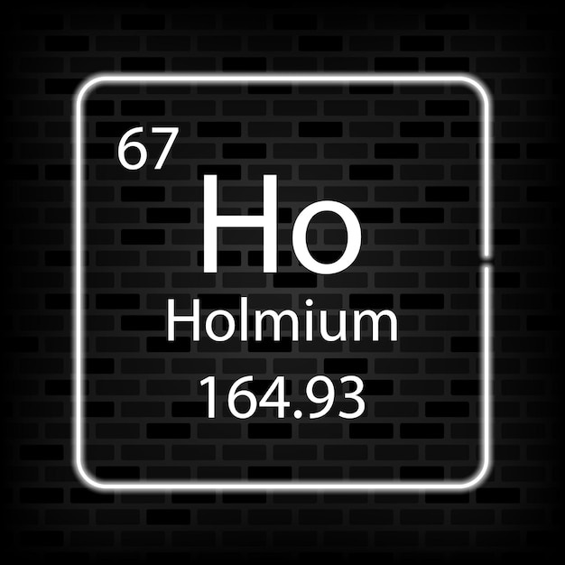 Símbolo de neón de holmio Elemento químico de la tabla periódica Ilustración vectorial