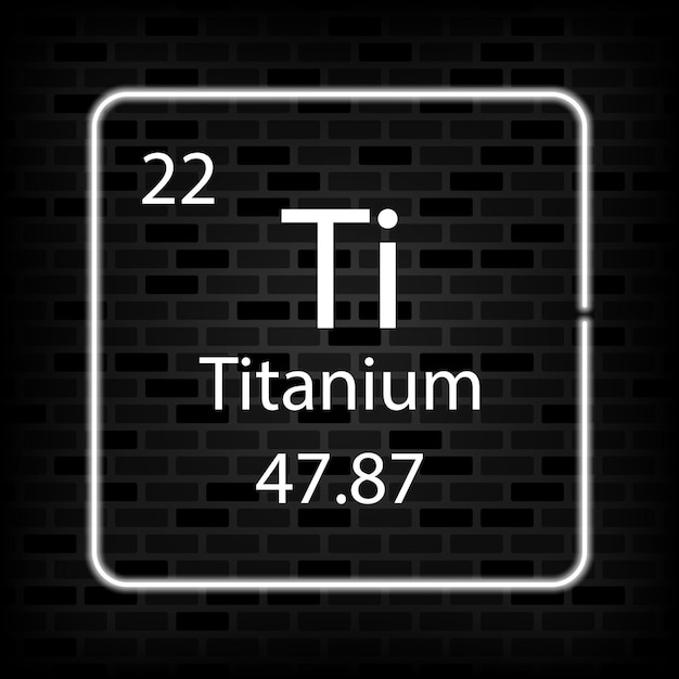 Símbolo de neón de titanio Elemento químico de la tabla periódica Ilustración vectorial