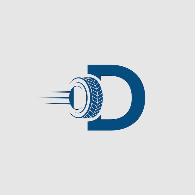 Símbolo de neumático con diseño de logotipo de la letra D
