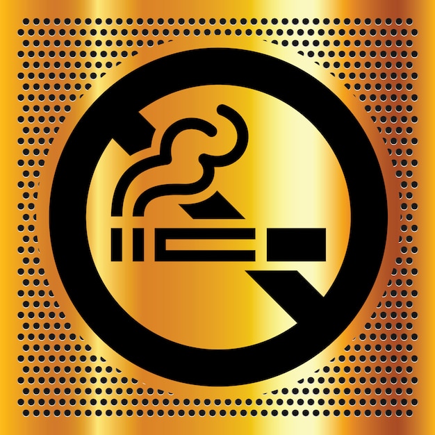 Vector símbolo de no fumar en un color dorado para firmar