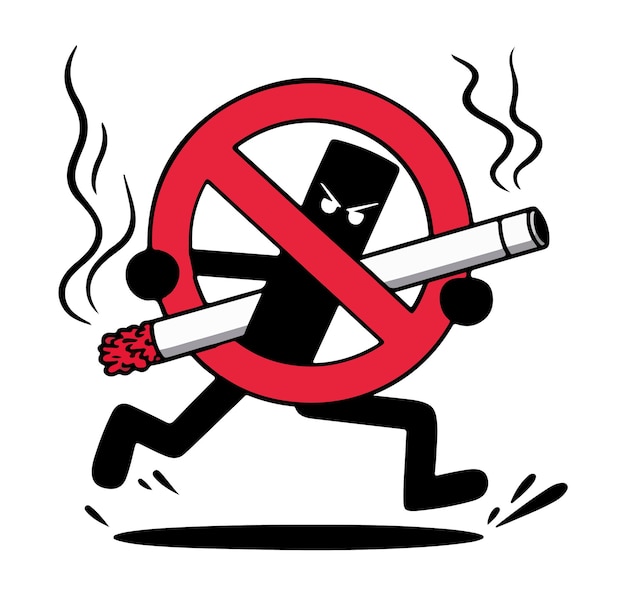 Símbolo de No Fumar con Figura de Correr y cigarrillo