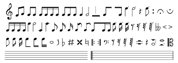Símbolo de notas musicales gran conjunto de icono de notas musicales Ilustración vectorial