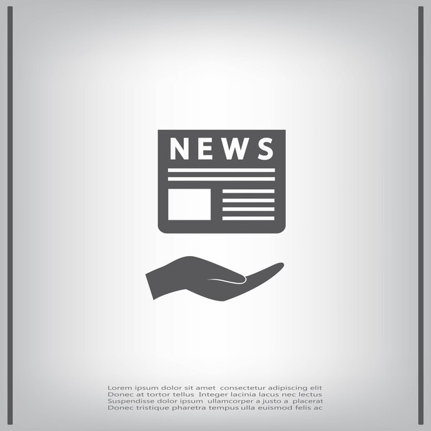 Símbolo de noticias Ilustración vectorial sobre fondo gris Eps 10