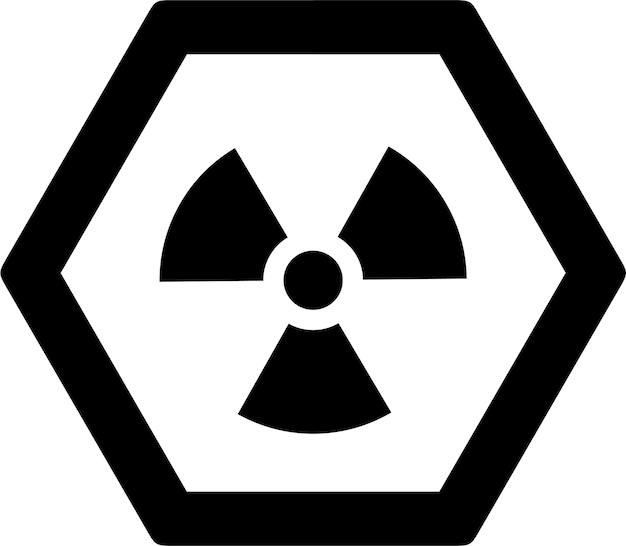 Vector símbolo nuclear radiactivo icono en ilustración vectorial de estilo plano