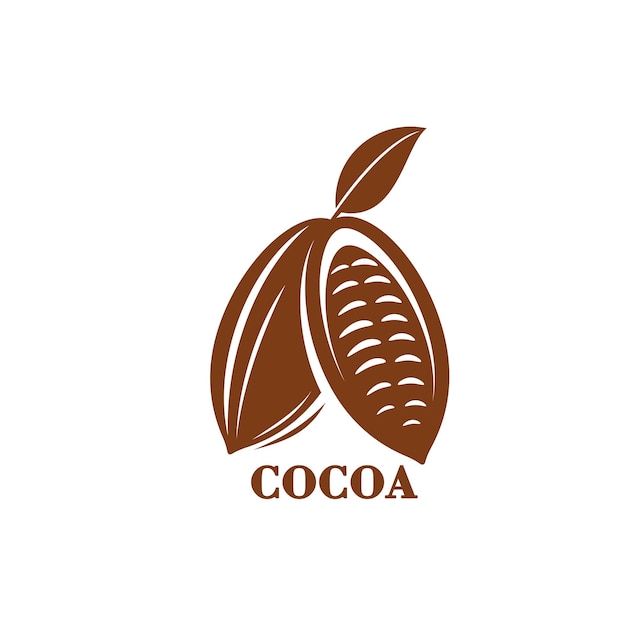 Símbolo o emblema de icono gráfico de cacao en grano de cacao